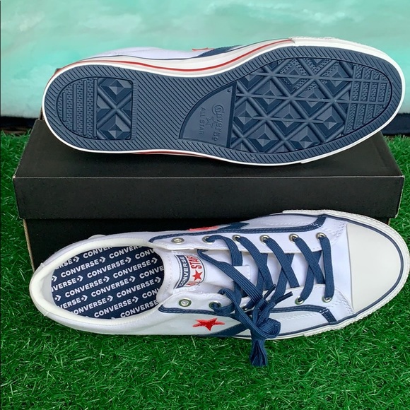 CONVERSE STAR PLAYER OX WHITE/NAVY/GUM RED MEN’S - Picture 3 of 16